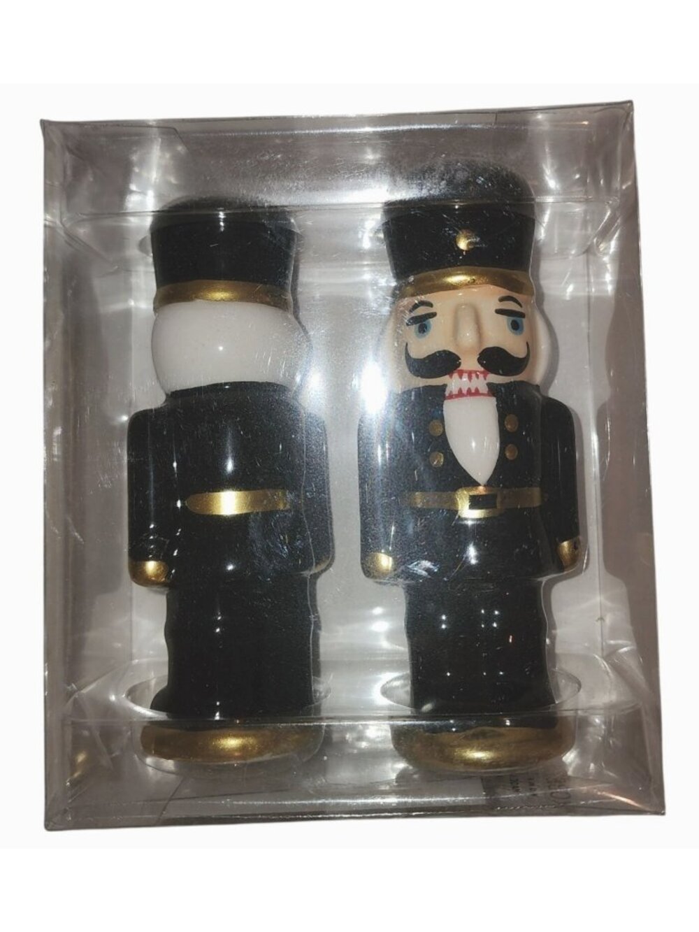 NEW Robert Stanley Ceramic Christmas Nutcracker Salt & Pepper Shakers Black Gold